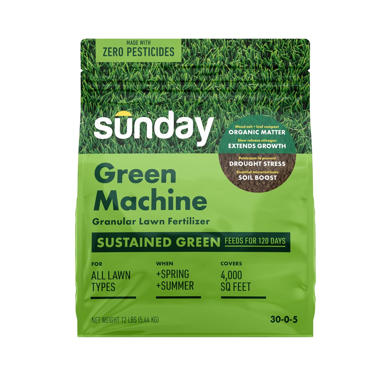 Sunday Green Machine Granular Lawn Fertilizer for Healthy Lawns