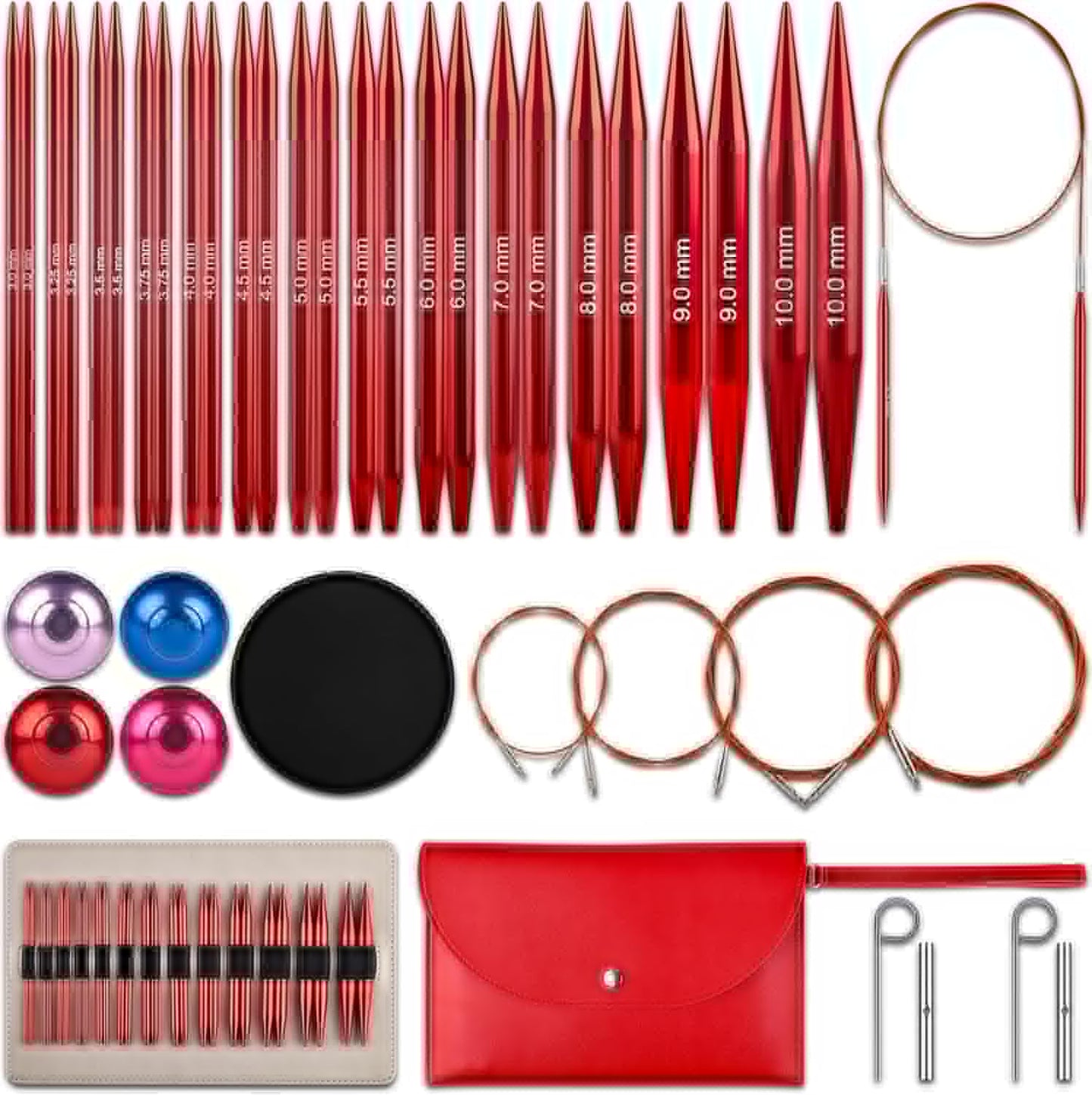Interchangeable Circular Knitting Needles Set - 13 Pairs of Tools
