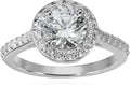 Platinum Plated 925 Sterling Silver Round Halo Ring - Women