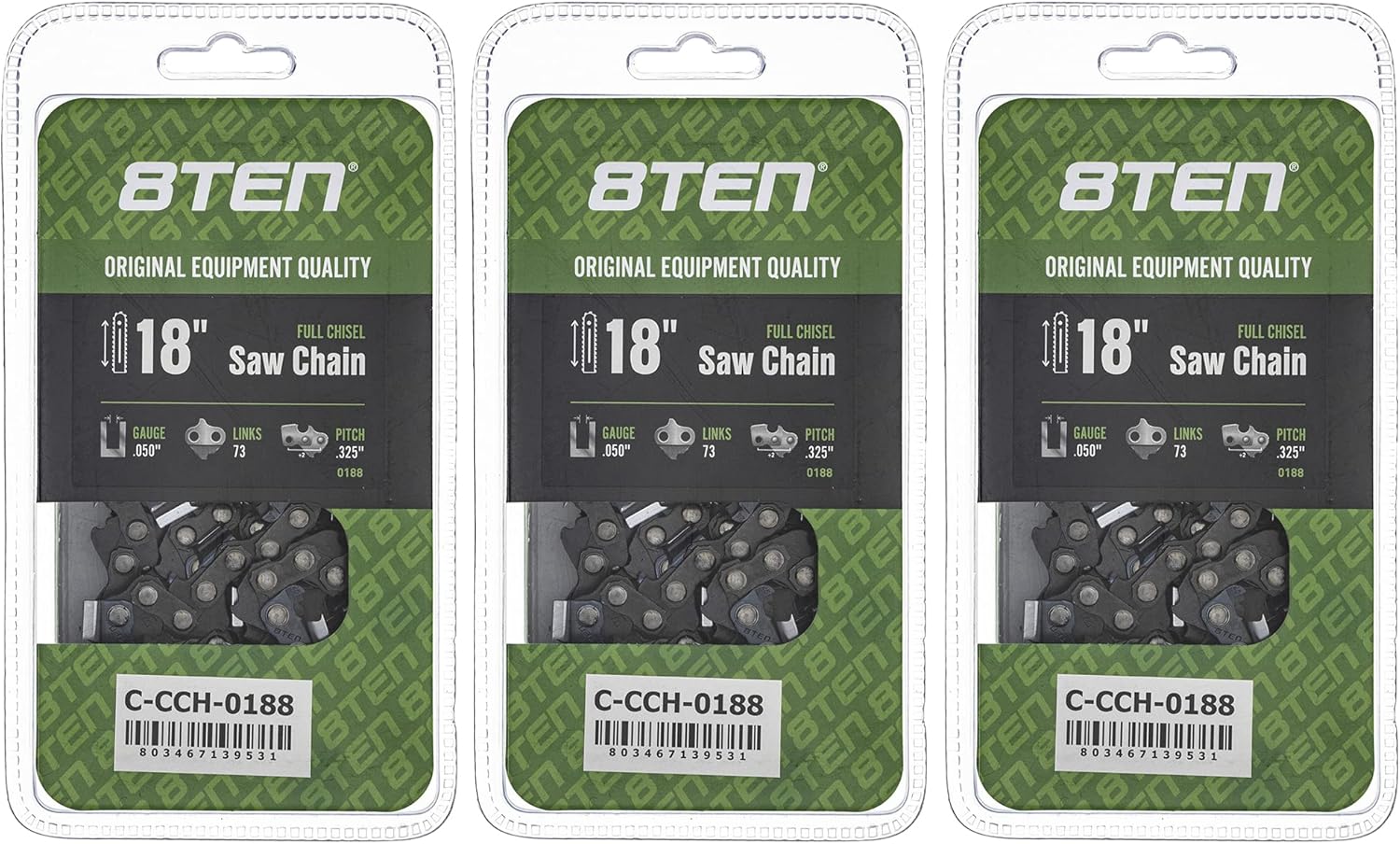8TEN Full Chisel Chainsaw Chain 18 Inch for Homelite and Solo
