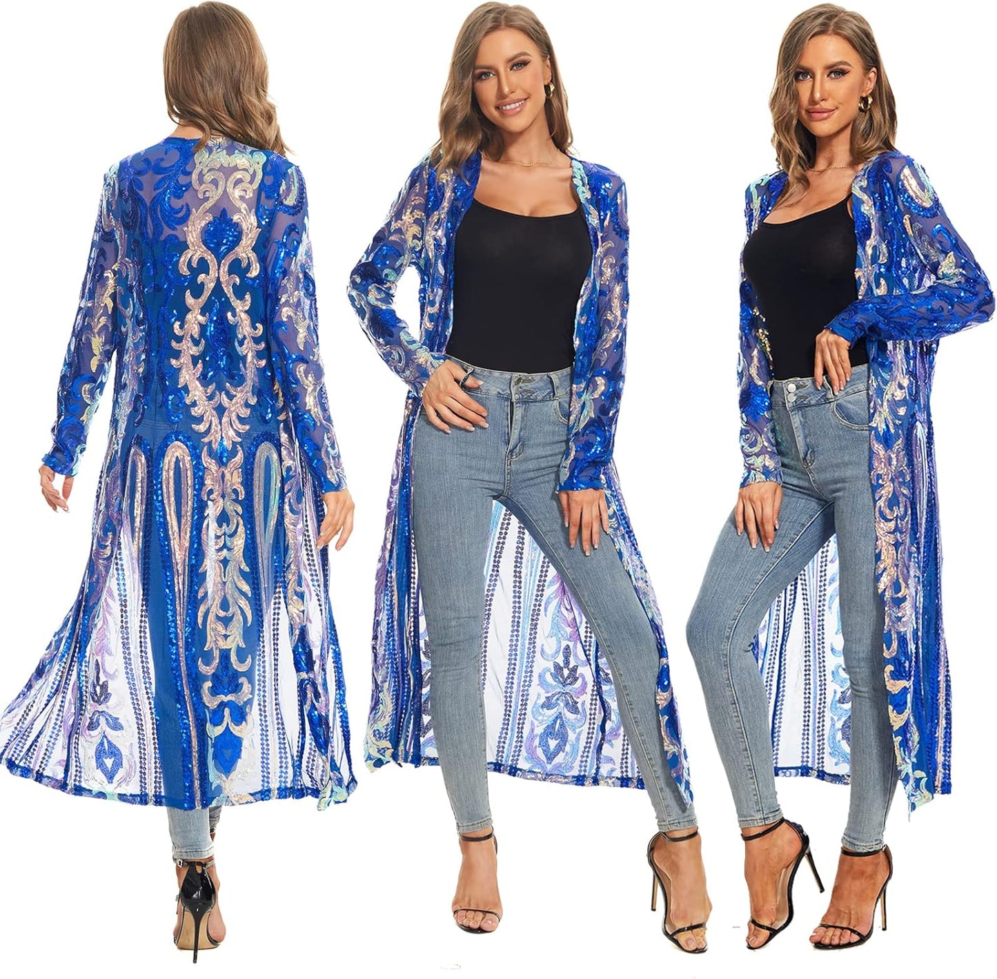 Women's Sequin Cardigan Summer Cover Up Dress for Evening Events
