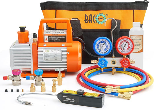 BACOENG 4 CFM AC Vacuum Pump and Gauge Set for Refrigerants