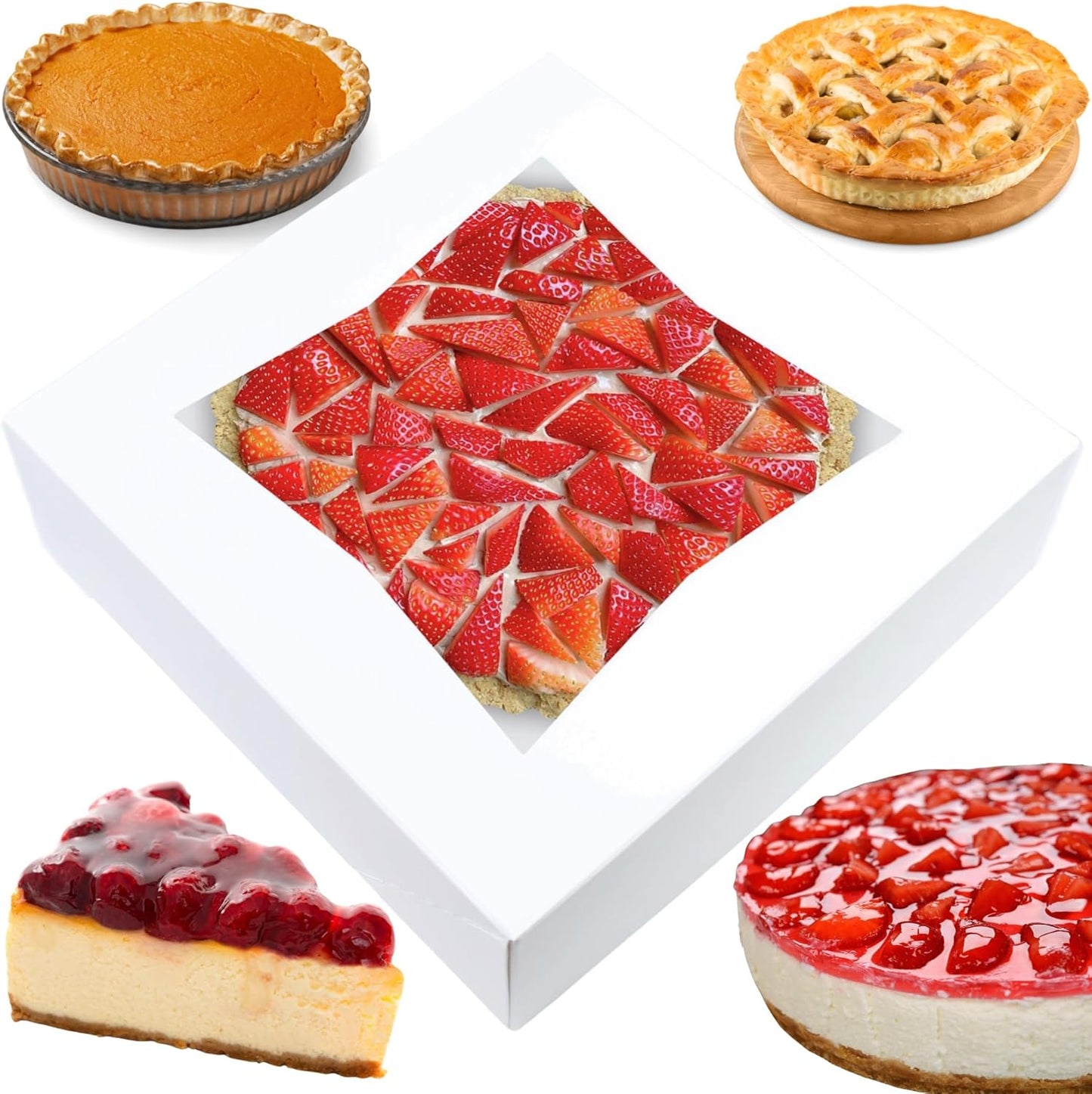 BAKELUV 10x10x2.5 Inch Pie Boxes for Treats and Desserts