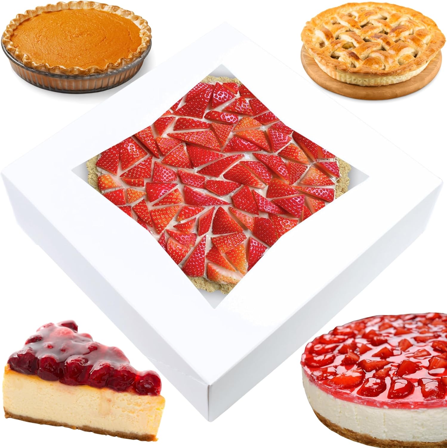 BAKELUV 10x10x2.5 Inch Pie Boxes for Treats and Desserts