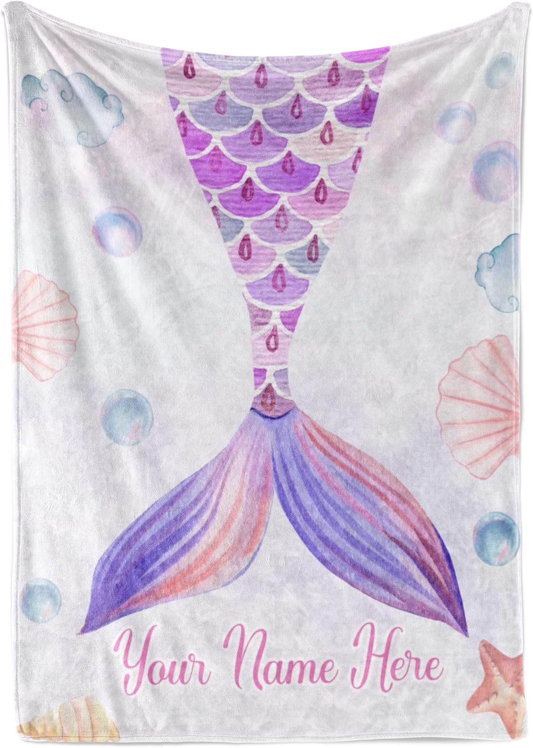 Personalized Mermaid Fleece Throw Blanket for Girls' Rooms