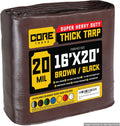 20 x 16 ft 20 Mil Heavy Duty Tarp Cover Brown/Black - Waterproof UV