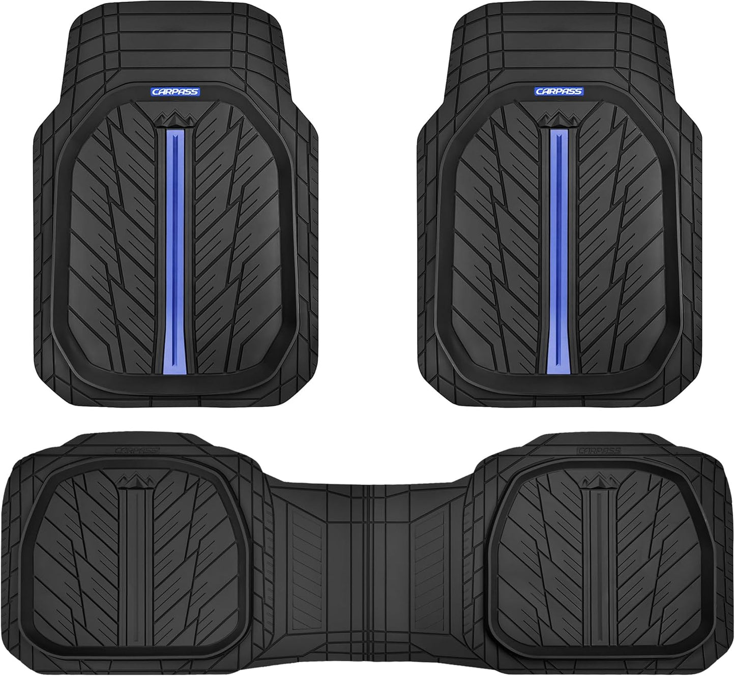CAR PASS DeepDish Rubber Floor Mats for All Weather Protection