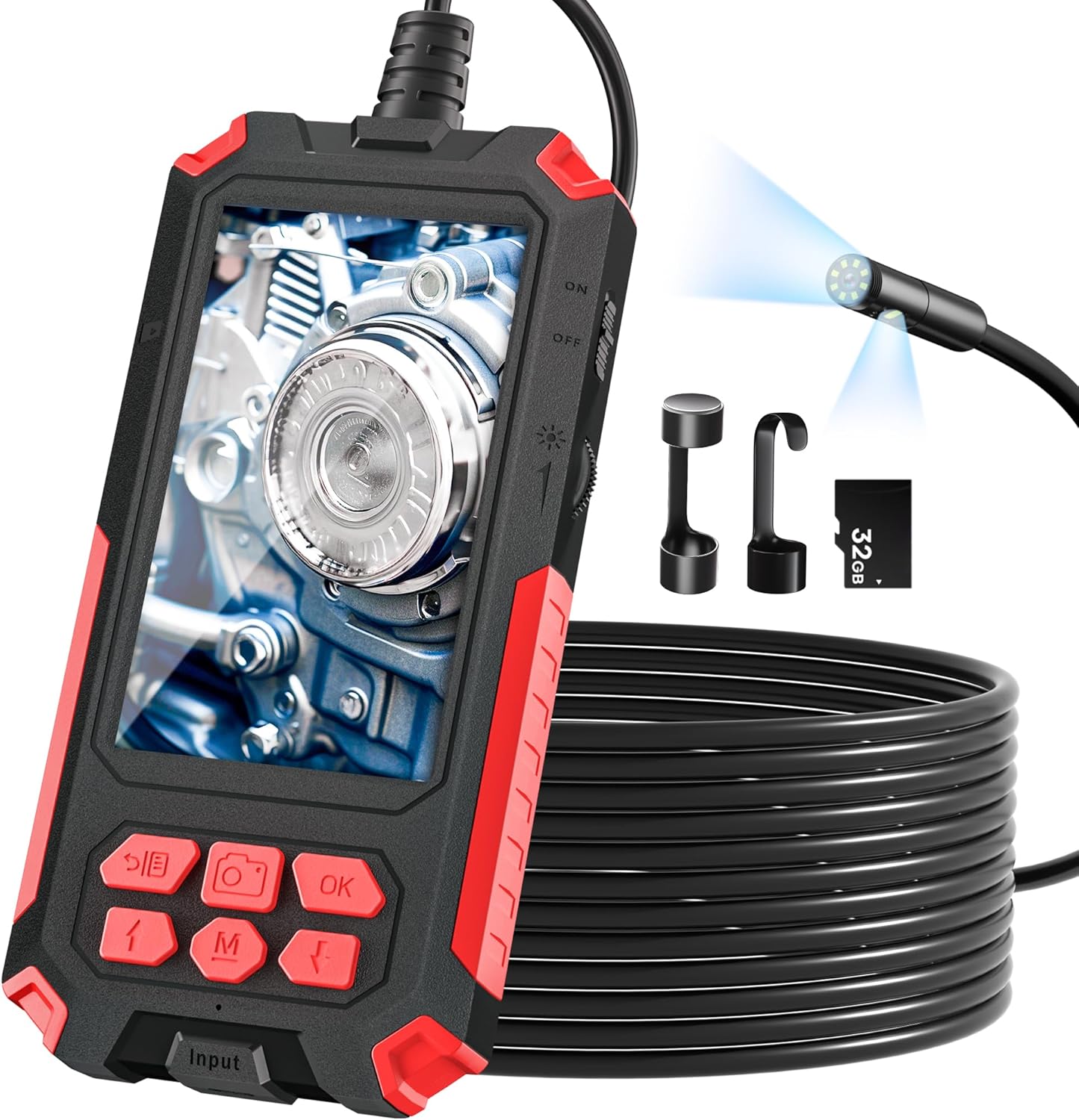 Dual Lens Endoscope Camera with Light for Inspection Tasks