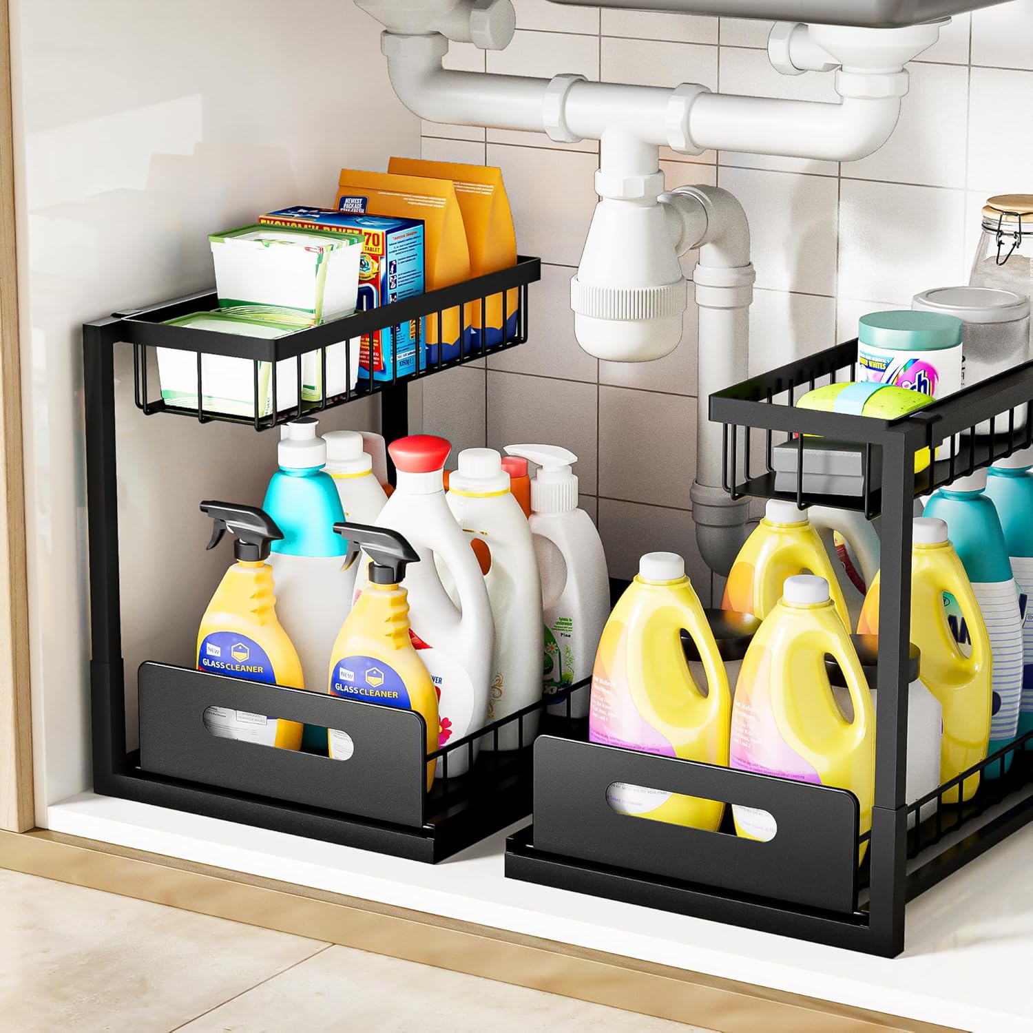 VUSIGN Under Sink Organizer for Kitchen and Bathroom Storage