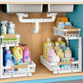 Under Sink Organizer 2-Pack - Narrow 2-Tier Pull-Out Shelf