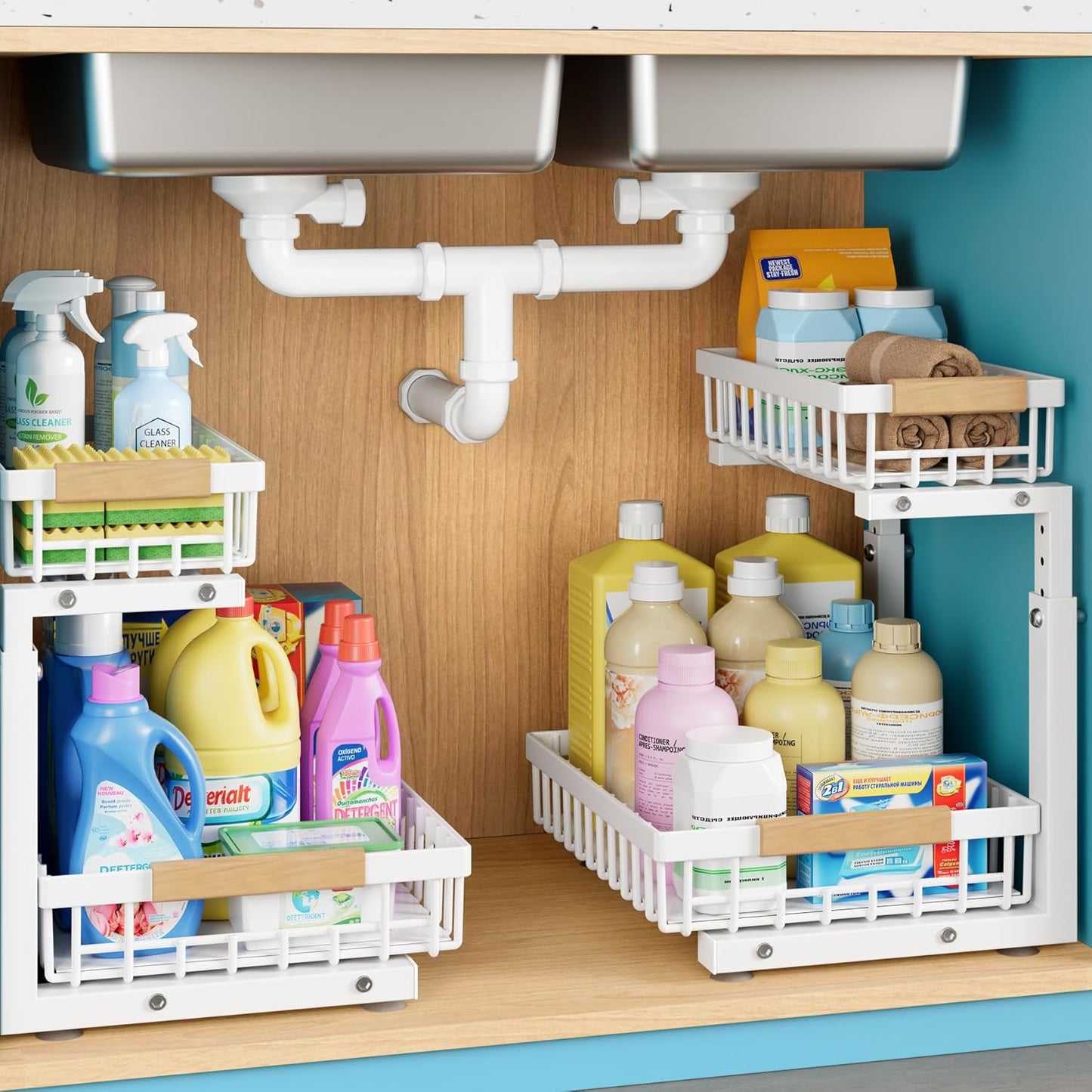 2 Packs Under Sink Organizer for Efficient Storage Solutions
