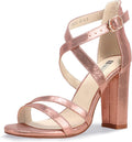 Chunky High Heel Strappy Sandals - Dressy 4 in Block Heel