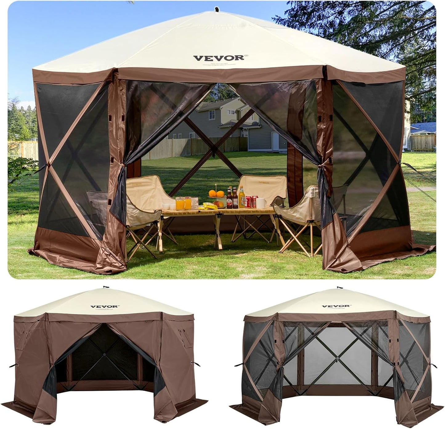 VEVOR Pop Up Gazebo Screen Tent for Outdoor Comfort & Privacy