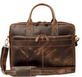 Hunter Brown Leather Briefcase for Men - Buffalo Leather Laptop Bag