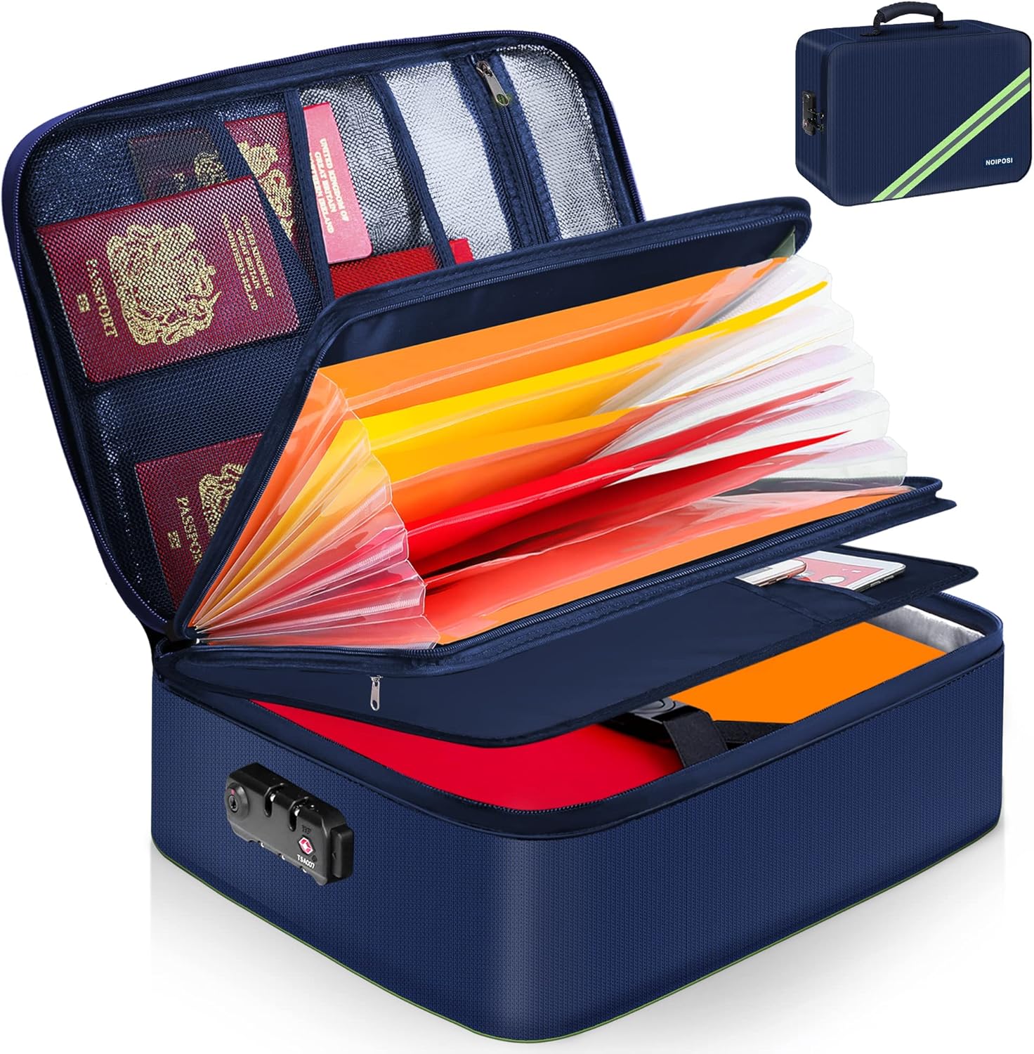 Noiposi Fireproof Document Organizer with Lock and 7 Pockets