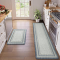 Blue Grey Kitchen Anti Fatigue Mats 2PC Set - Wide & Cushioned