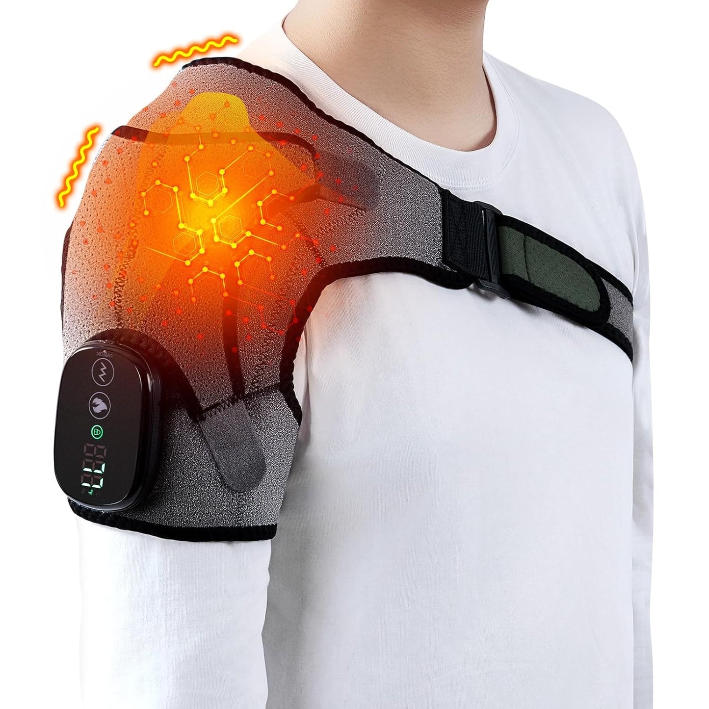 Cordless Heated Shoulder Wrap with Vibration for Pain Relief