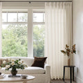 Sheer Linen Curtain 72x90 Pinch Pleated Drapes - Memory Shape, Semi