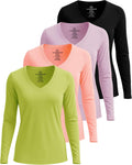 Women's Long Sleeve Dry Fit V-Neck Athletic T-Shirt (Style 57WJ)