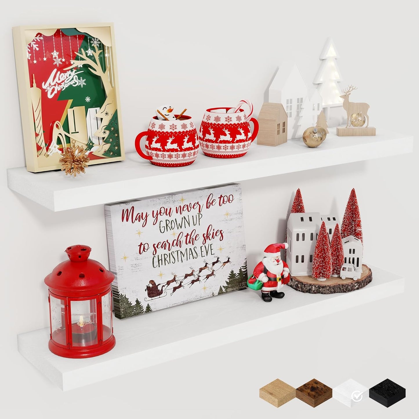Fun Memories Floating Shelves for Wall - Rustic Wood Design