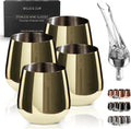 Gold Wine Glasses Set of 4 - Unbreakable Stemless Metal Goblets