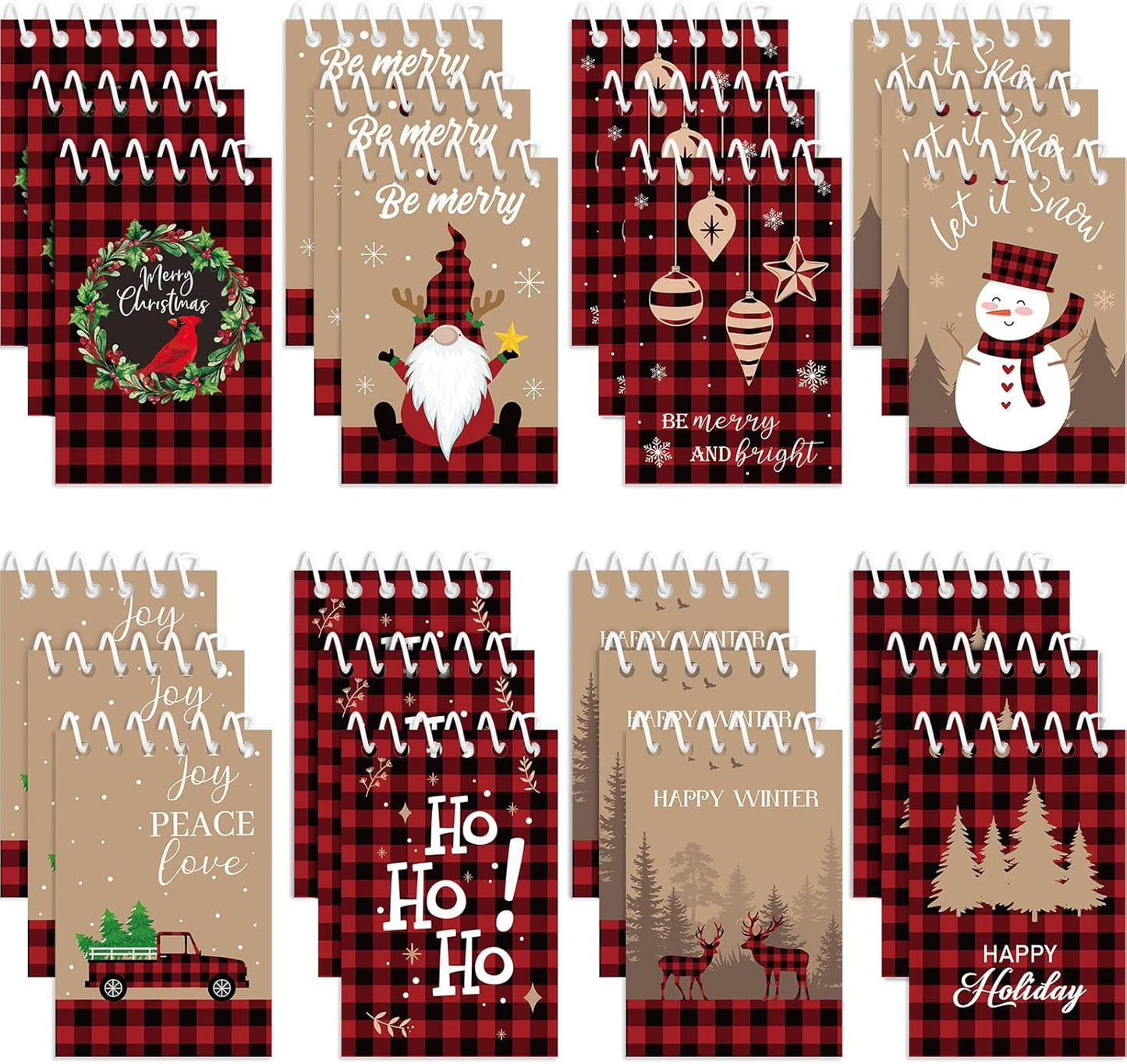 Buffalo Plaid Christmas Mini Notepads - Festive Kids' Gift