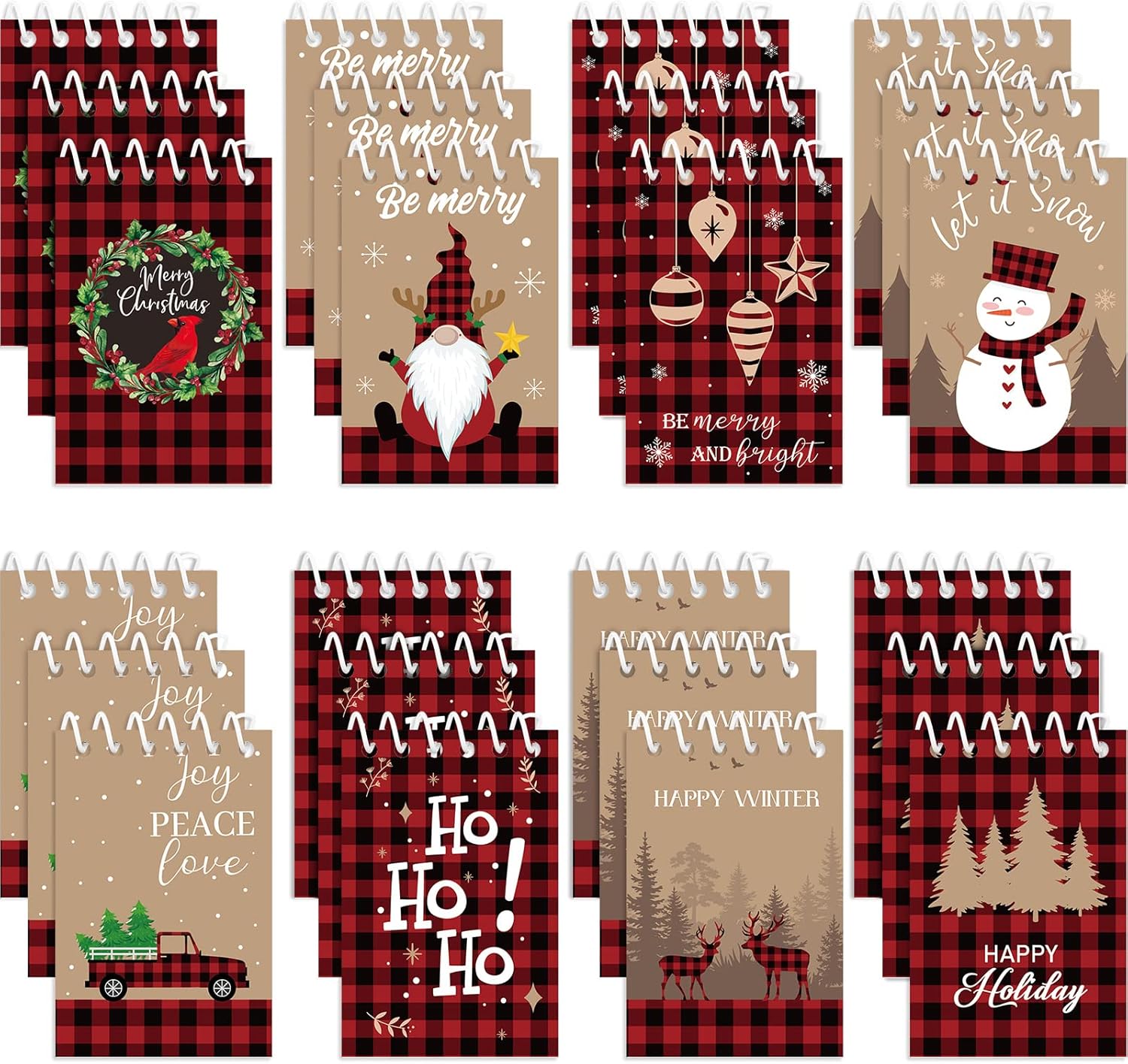 Buffalo Plaid Christmas Mini Notepads - Festive Kids' Gift