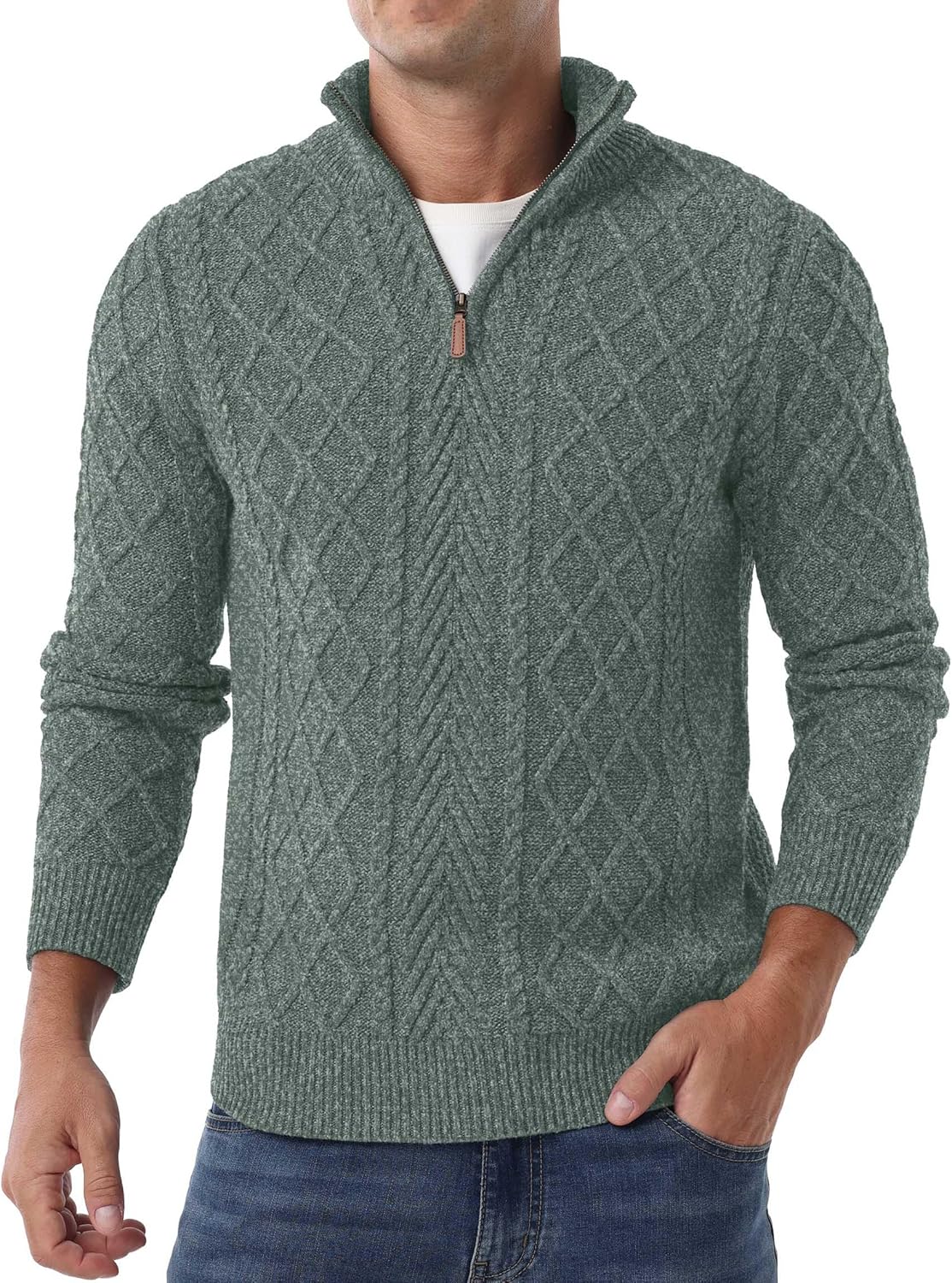 Askdeer Men's Quarter Zip Sweater for Classic Casual Style
