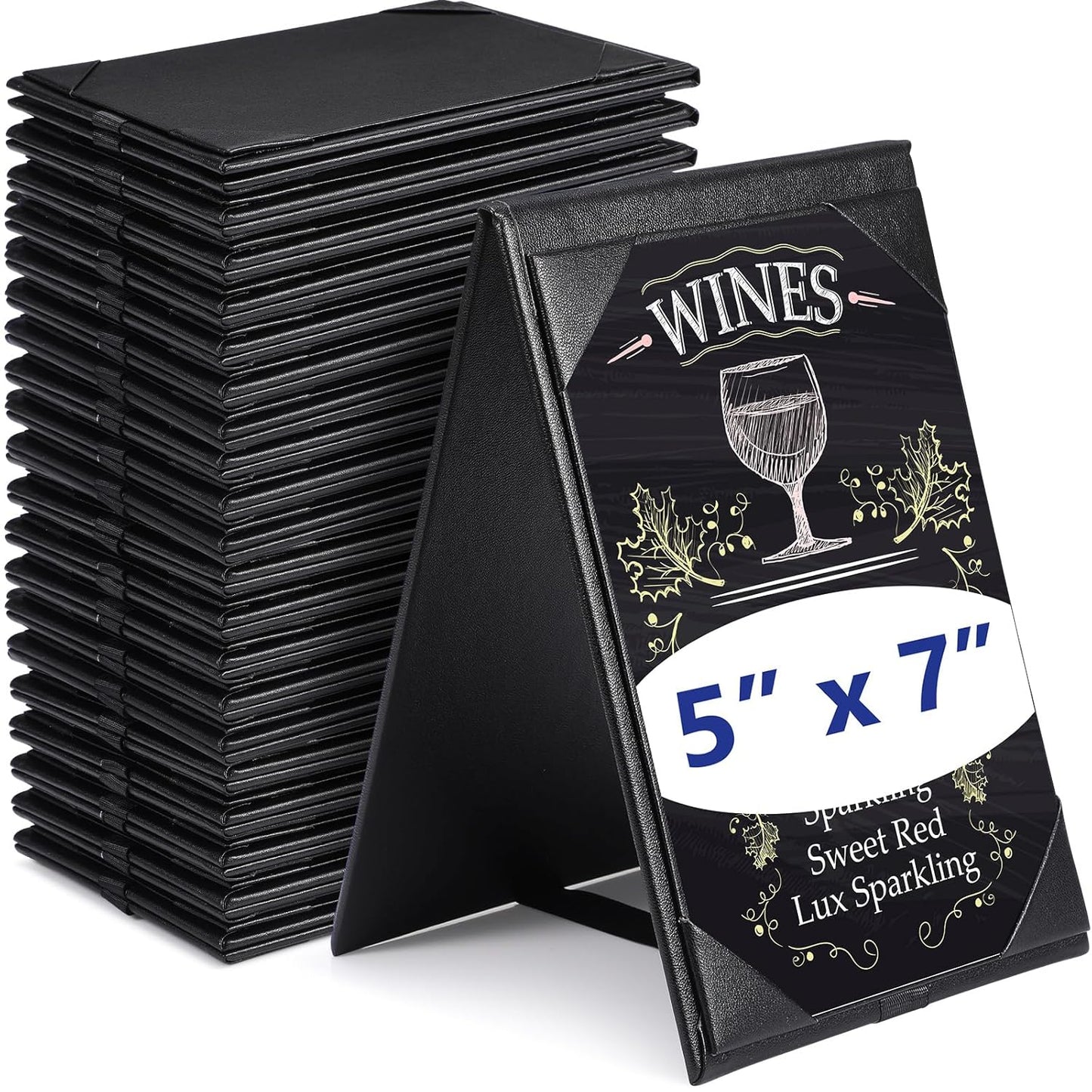 Gerrii Leatherette Table Tents for Menus and Signs - 20 Pack