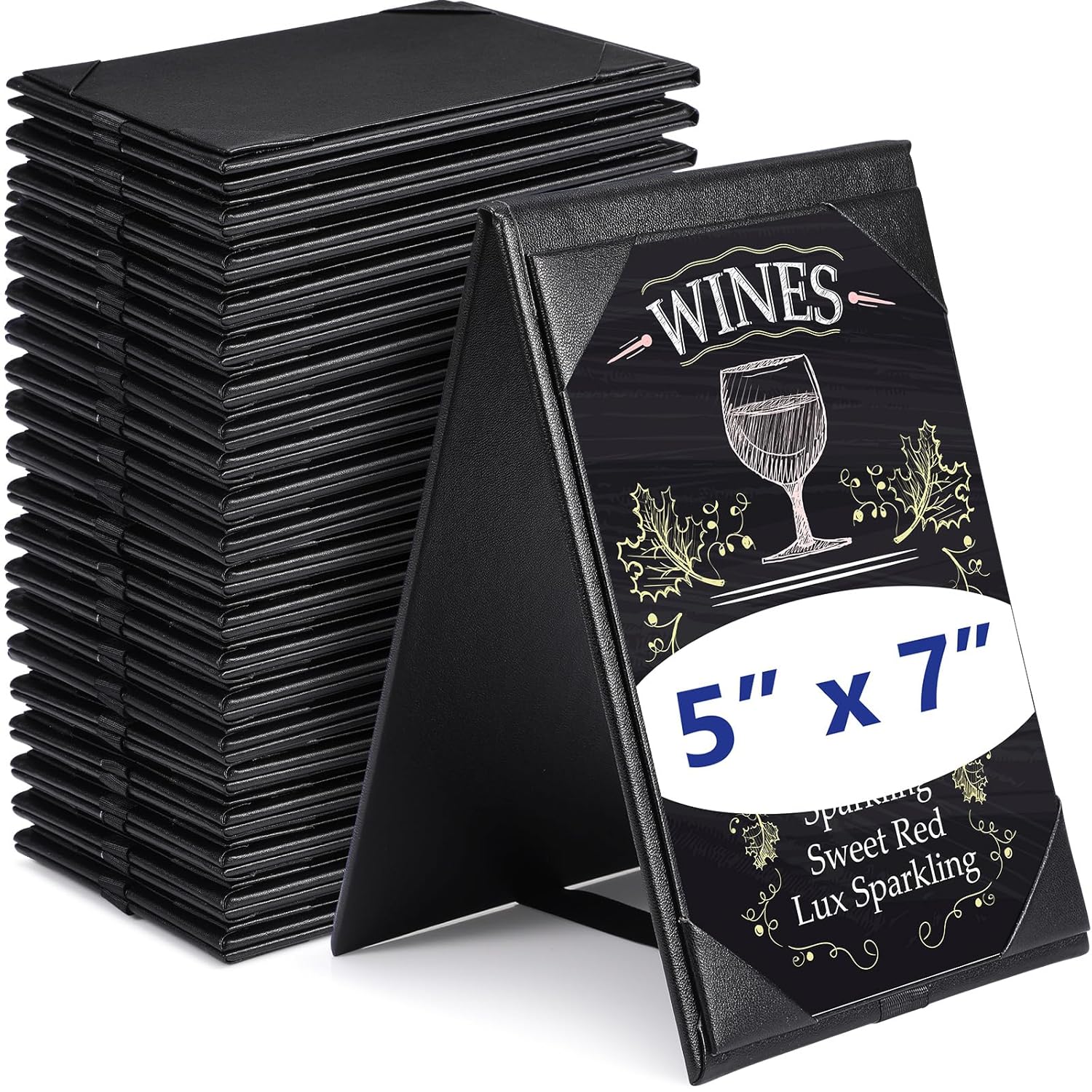 Gerrii Leatherette Table Tents for Menus and Signs - 20 Pack