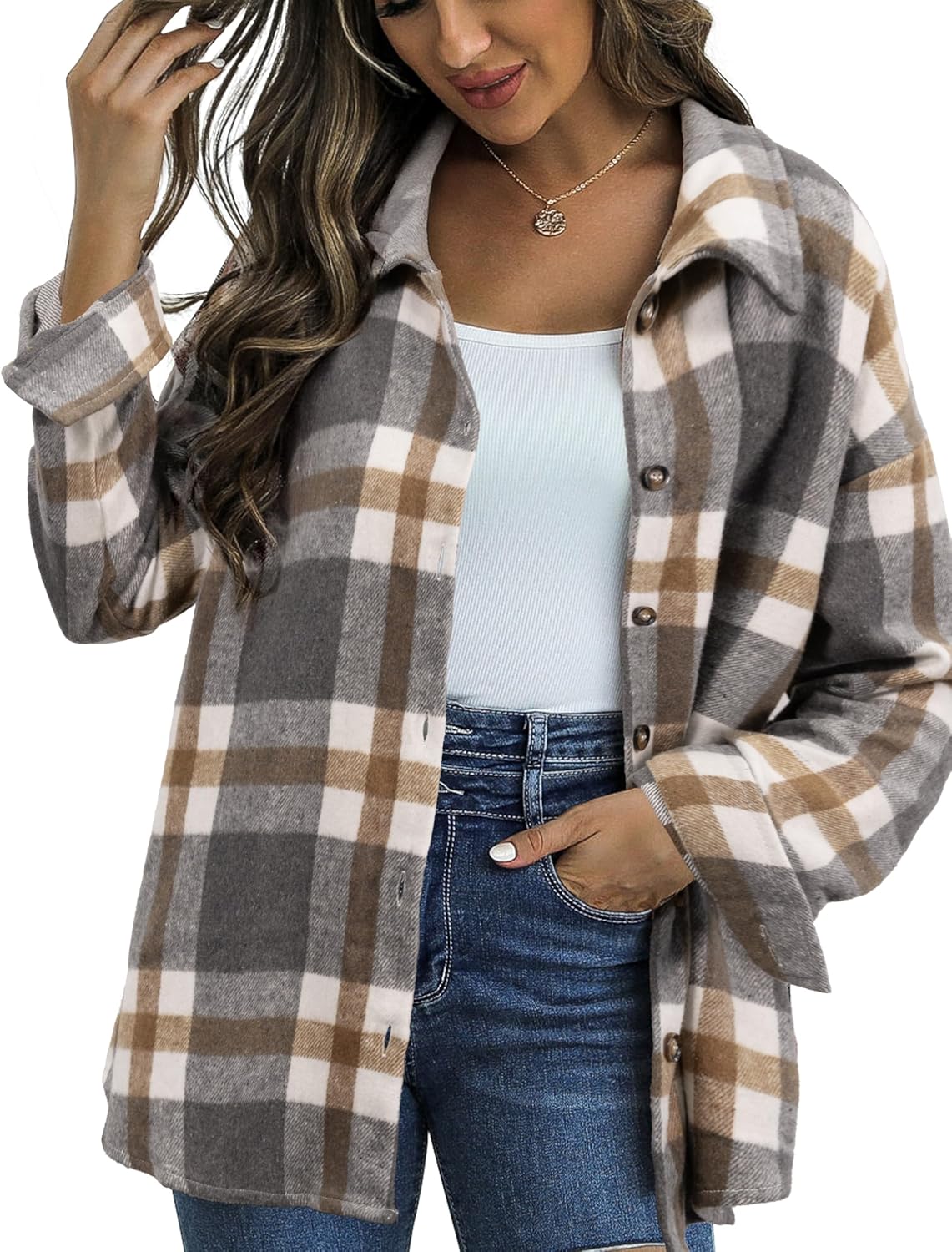 Traleubie Women's Flannel Jacket: Stylish Plaid Shacket for All