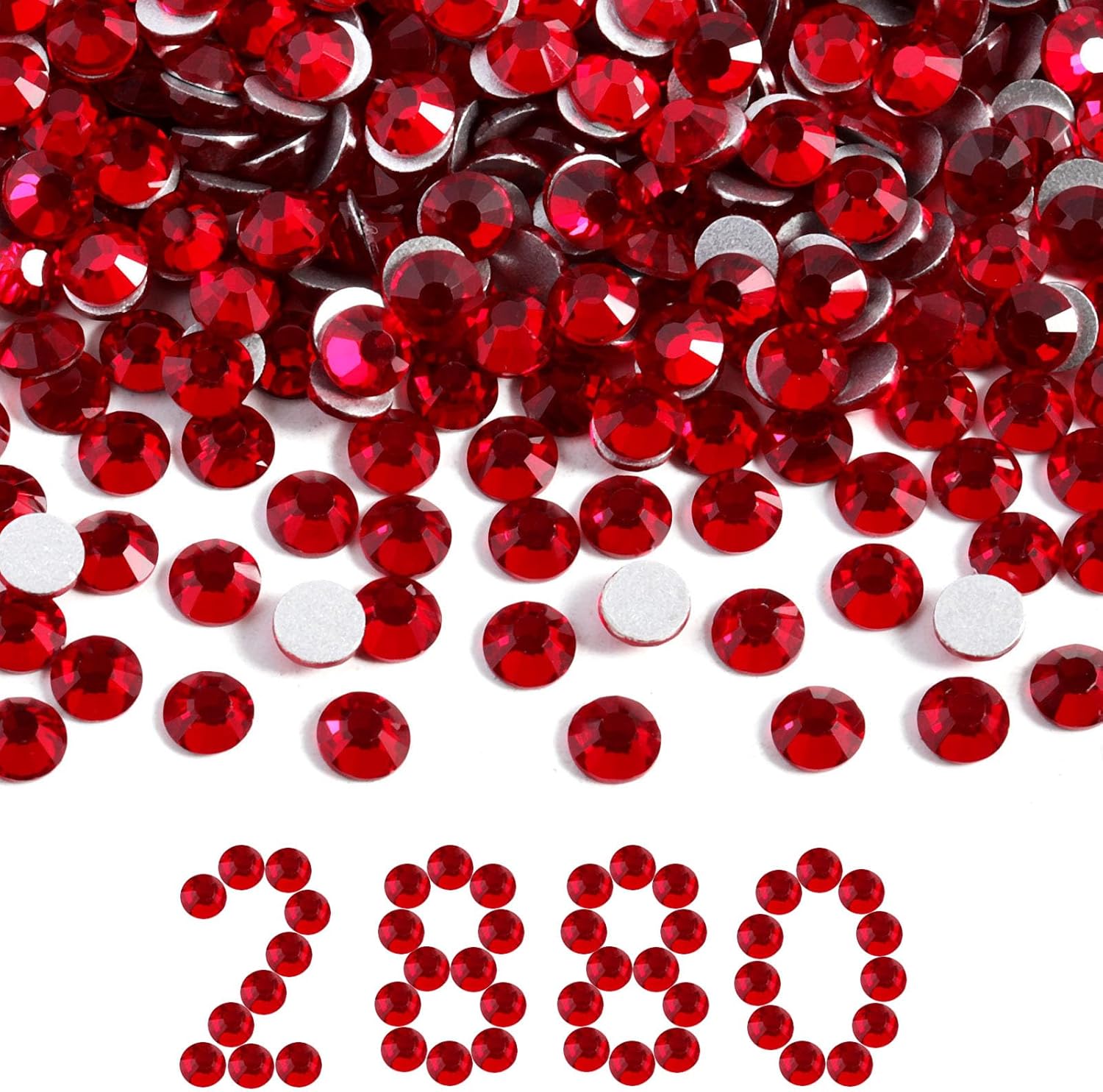 Beadsland Flatback Rhinestones Bulk - 2880pcs Red SS30 for Crafts