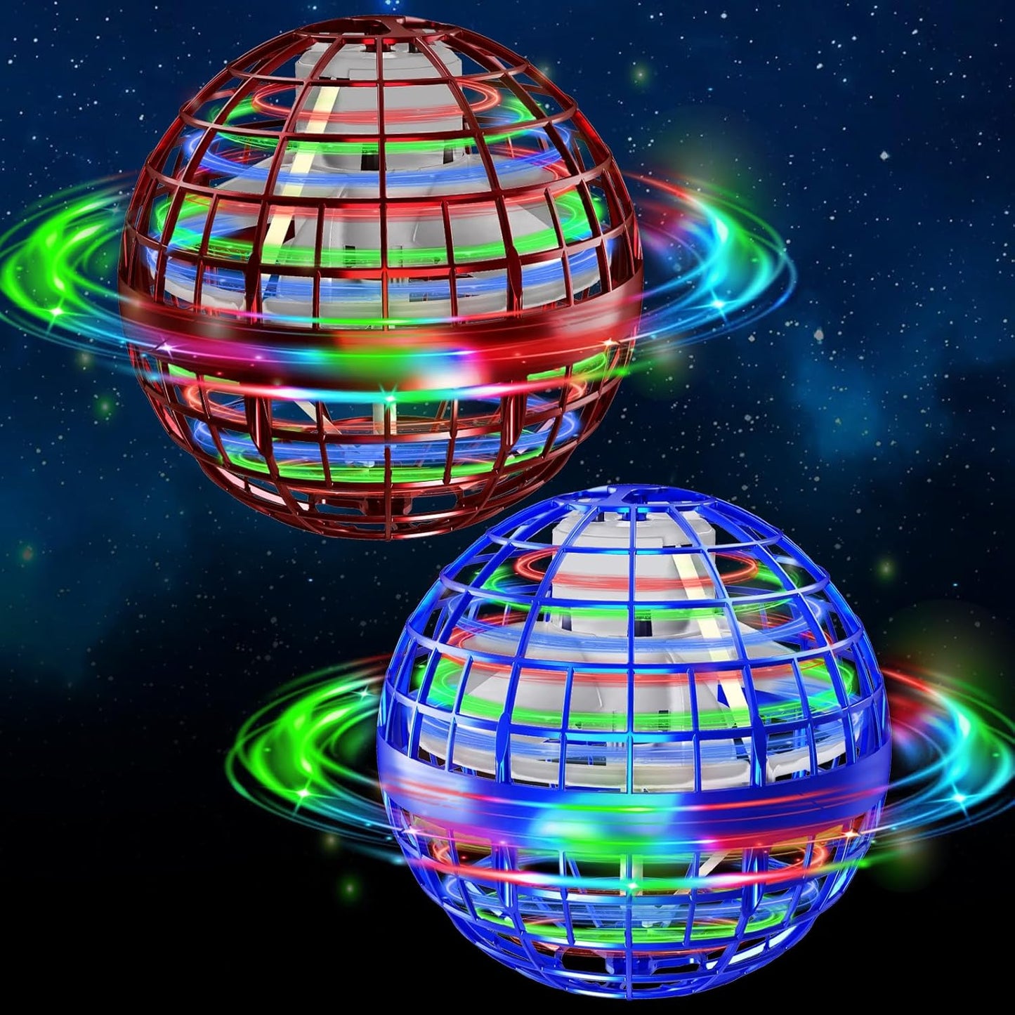 Flying Orb Ball Toys 2 Pack - Soaring Hover Boomerang Spinner