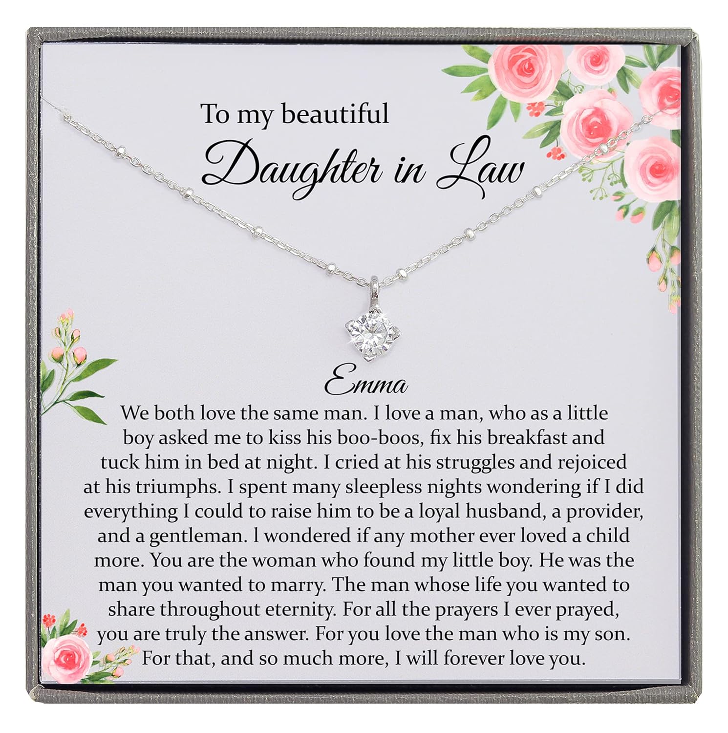 Personalized Daughter in Law Gifts Necklace with Meaningful Message