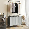Rolling Laundry Basket Organizer with Hanging Clothes Rack - 4-Section