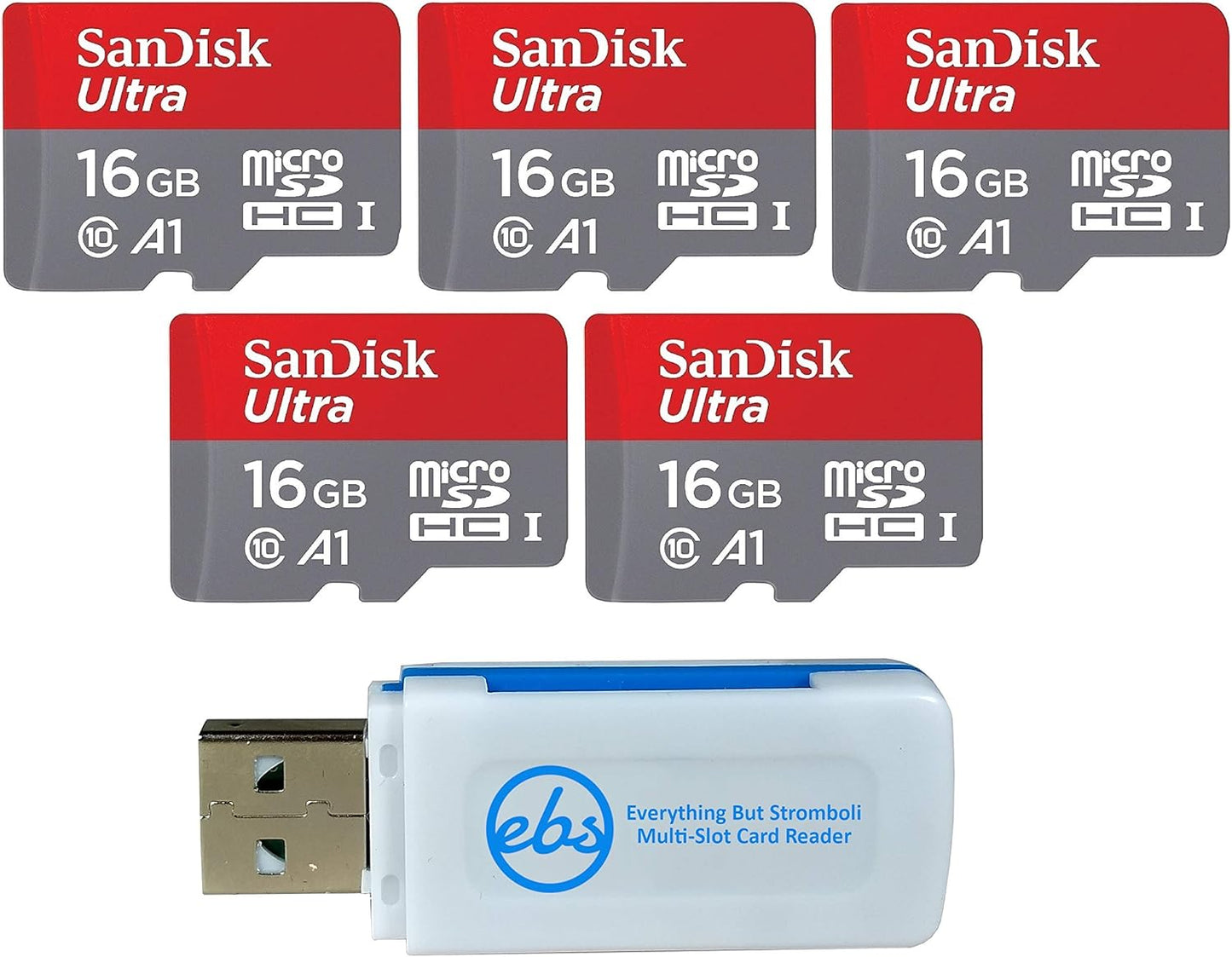 High-Speed 16GB MicroSD 5 Pack Bundle + Reader