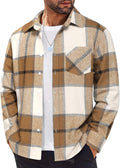 Mens Flannel Plaid Shirt Long Sleeve Button Down - Warm, Durable