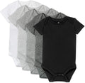 5-Pack Short Sleeve Organic Cotton Bodysuits for Infant Boys - Soft
