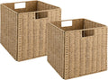 Wicker Storage Basket Set of 2 - Foldable 11 in Cube Organizers