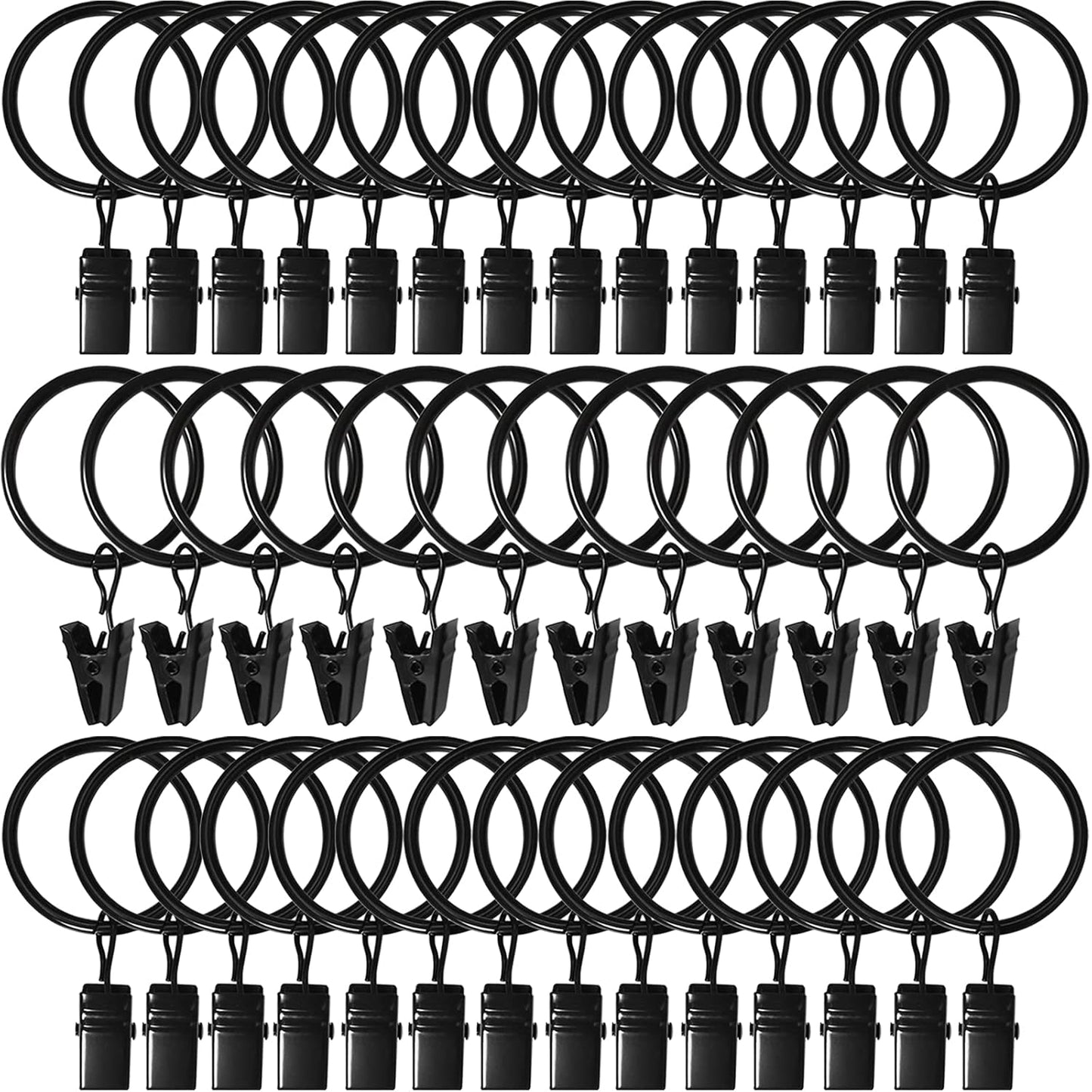 AMZSEVEN Curtain Rings 40 Pack - Effortlessly Hang Drapes