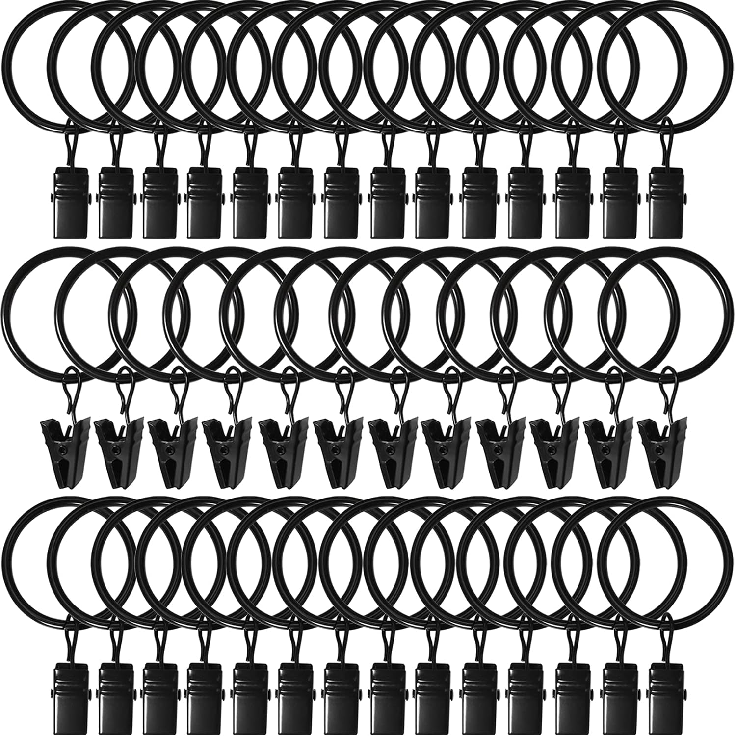 AMZSEVEN Curtain Rings 40 Pack - Effortlessly Hang Drapes