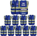 Class 2 Reflective Safety Vest with Zipper and Pockets - Custom Logo