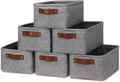 Foldable Fabric Storage Baskets 6-Pack - Gray Linen Organizers