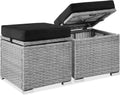 Gray/Black Wicker Ottomans Set of 2 - Outdoor Storage & Seating