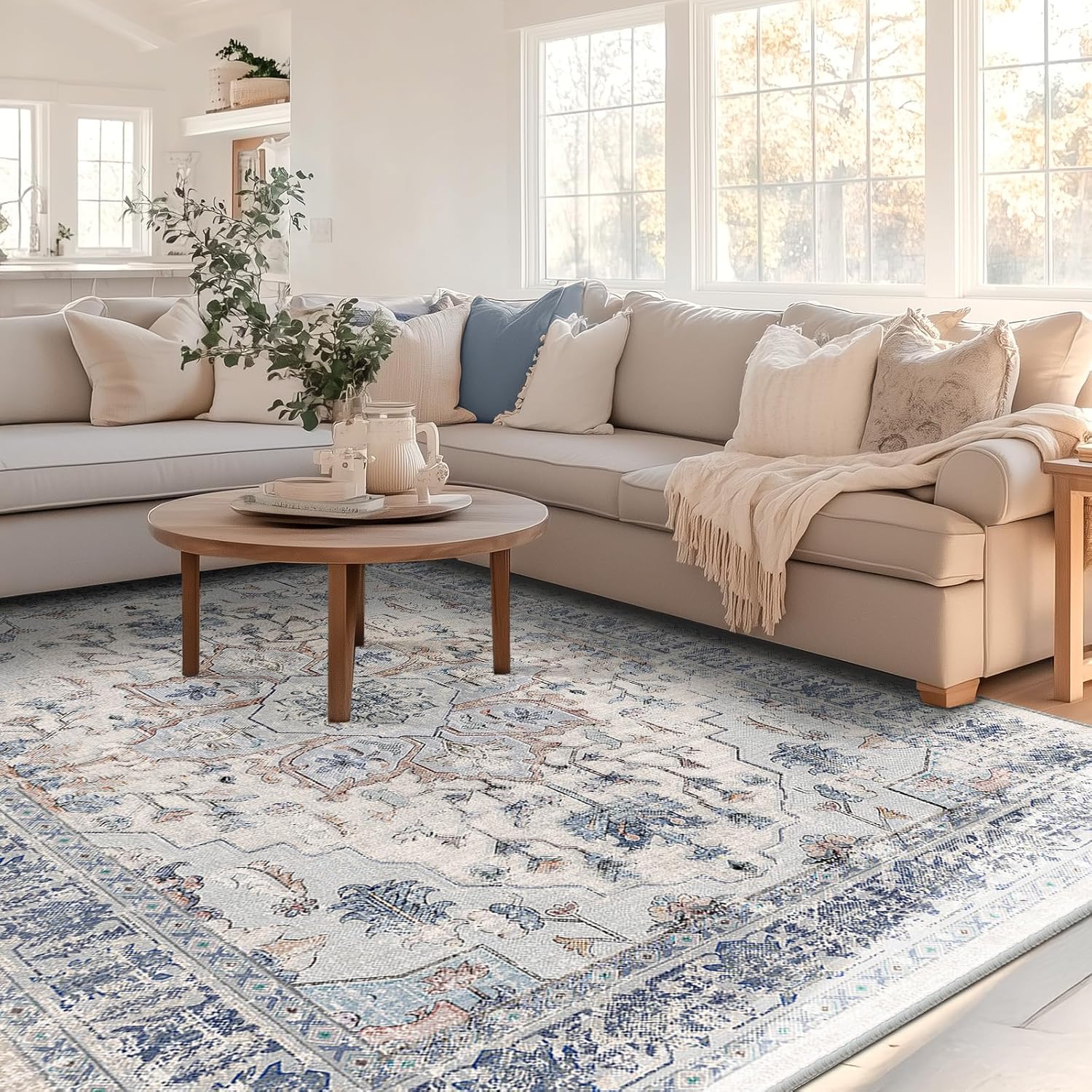 8x10 Area Rug Washable Non-Slip Boho Carpet for Living Room