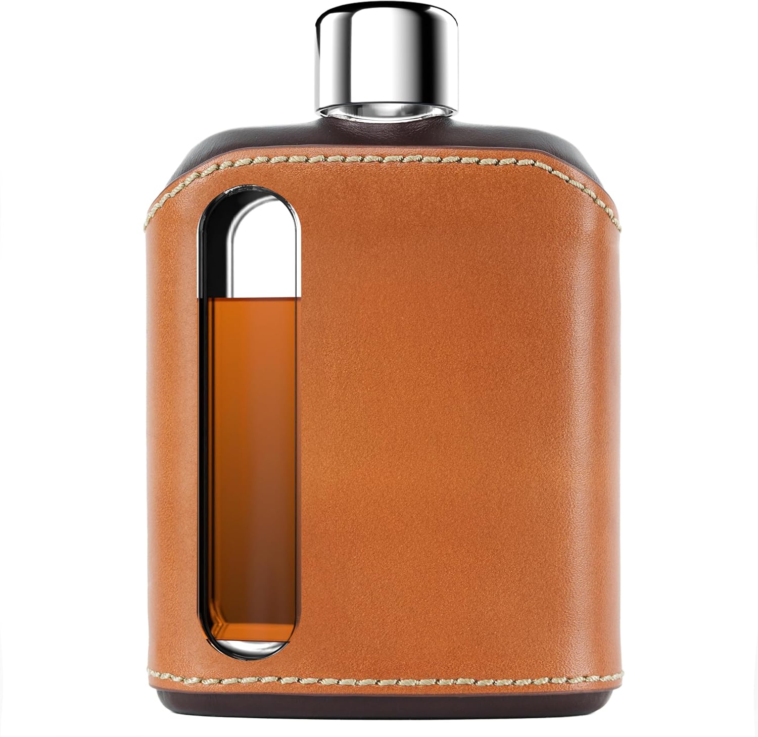 Ragproper Modern Glass Hip Flask - Elegant Leather Covered Flask