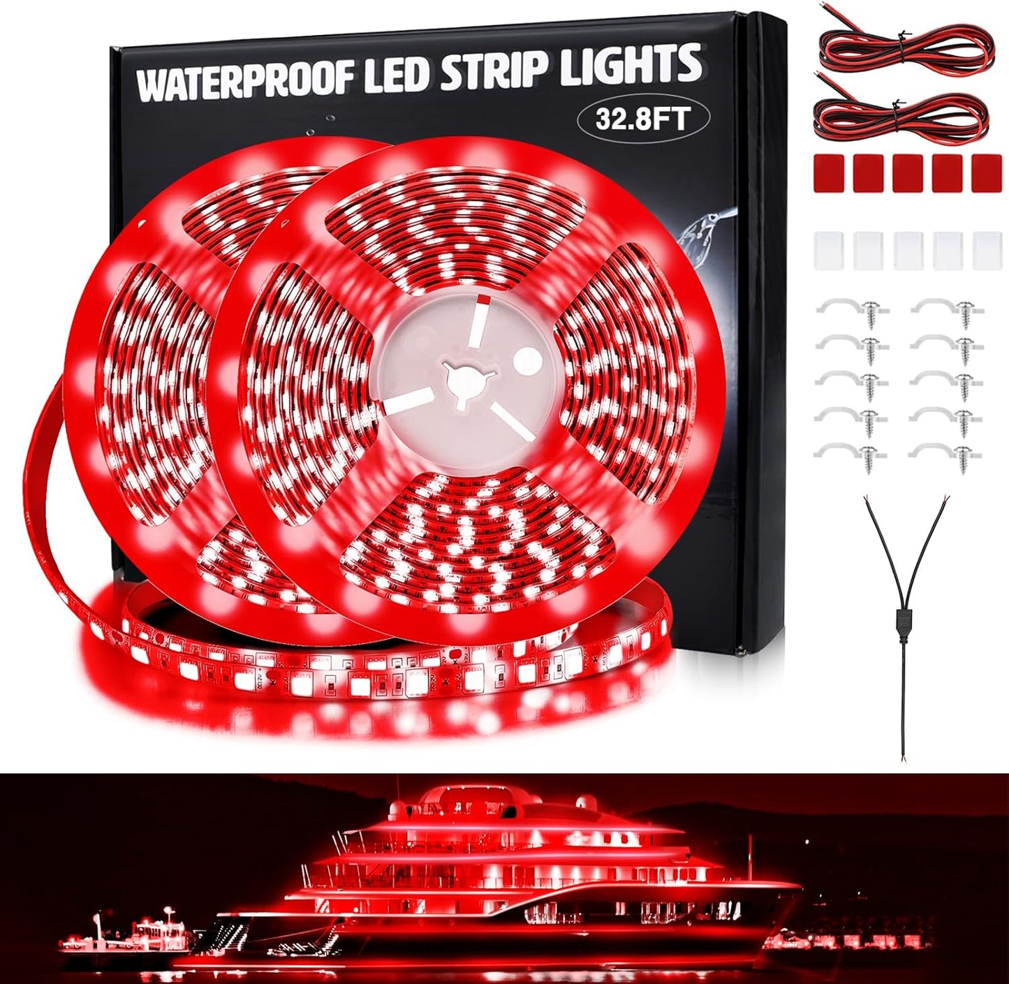 LED Boat Lights 32.8ft Waterproof Strip Lights for Boats