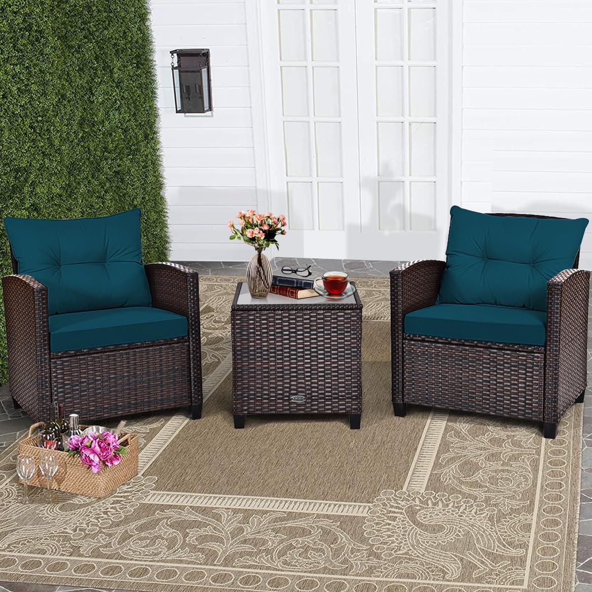 Relax4Life 3 Piece Patio Furniture Set for Outdoor Comfort