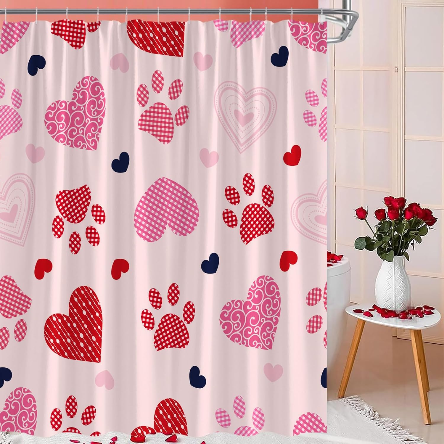 Sweetheart Dog Paw Print Shower Curtain