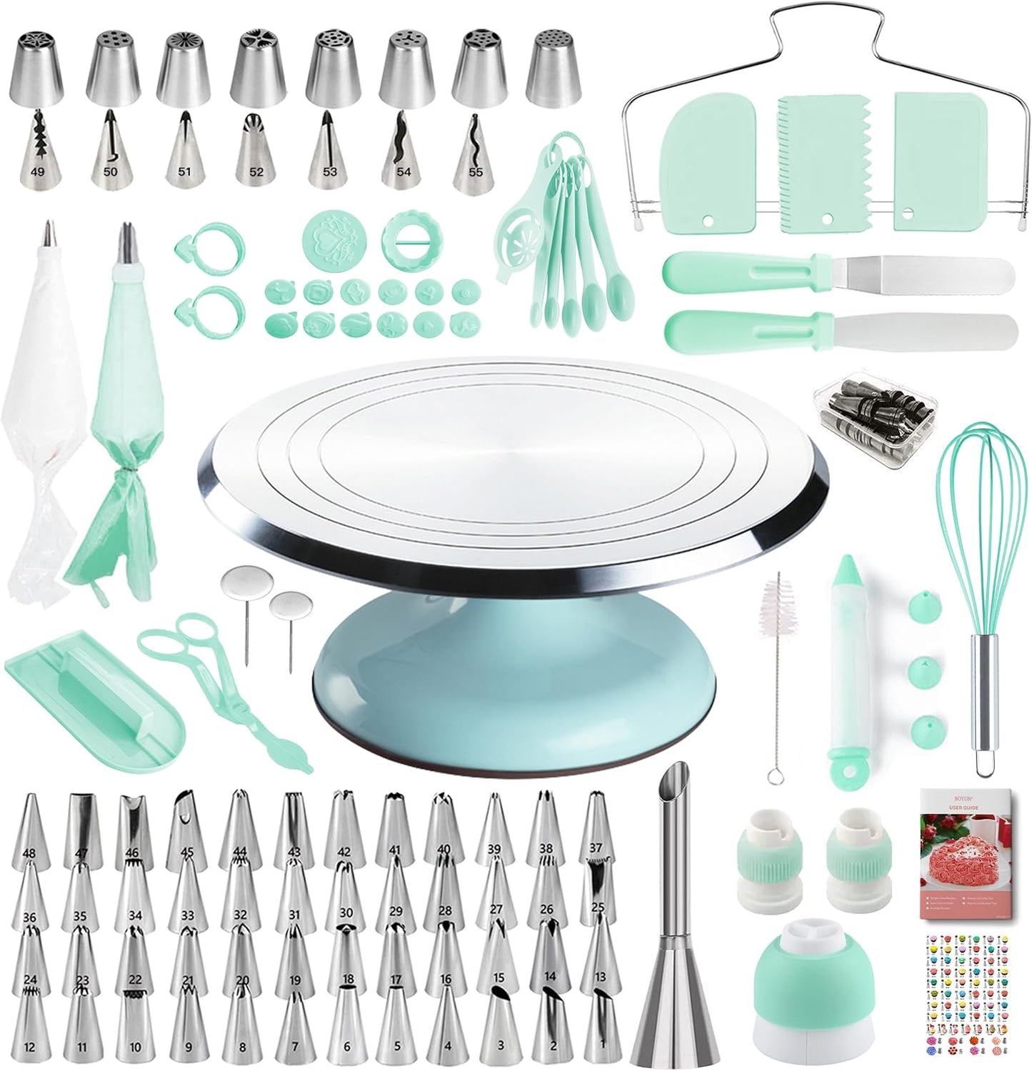 138pcs Cake Decorating Kit with Turntable and Piping Tips